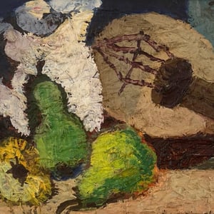 Image of 1954, Swedish Still Life, 'Lute and Pears' HANS LARSSON