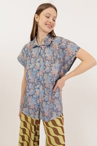 Image 1 of CAMICIA MESSICO FLORAL BLU €186 -30%