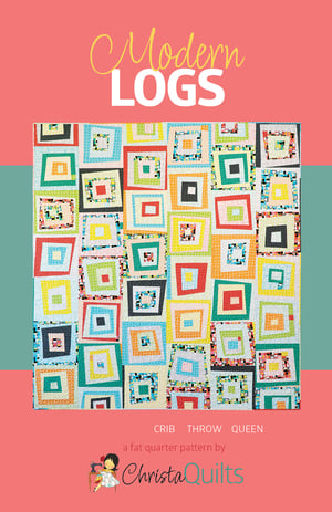 Modern Logs Quilt Kit Crib Size - Black White & Bright Fabric & Pattern