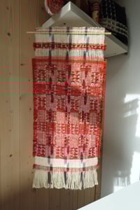 Image 3 of  Woven Wall Hanging Textile Artwork Naturally Dyed Madder Red | No.10