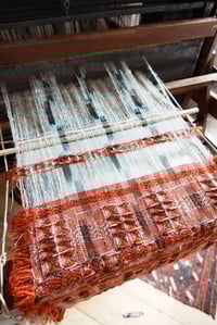 Image 5 of  Woven Wall Hanging Textile Artwork Naturally Dyed Madder Red | No.10