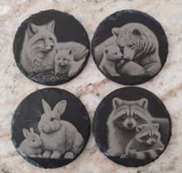 Image 1 of Mother and baby animal slate coasters I