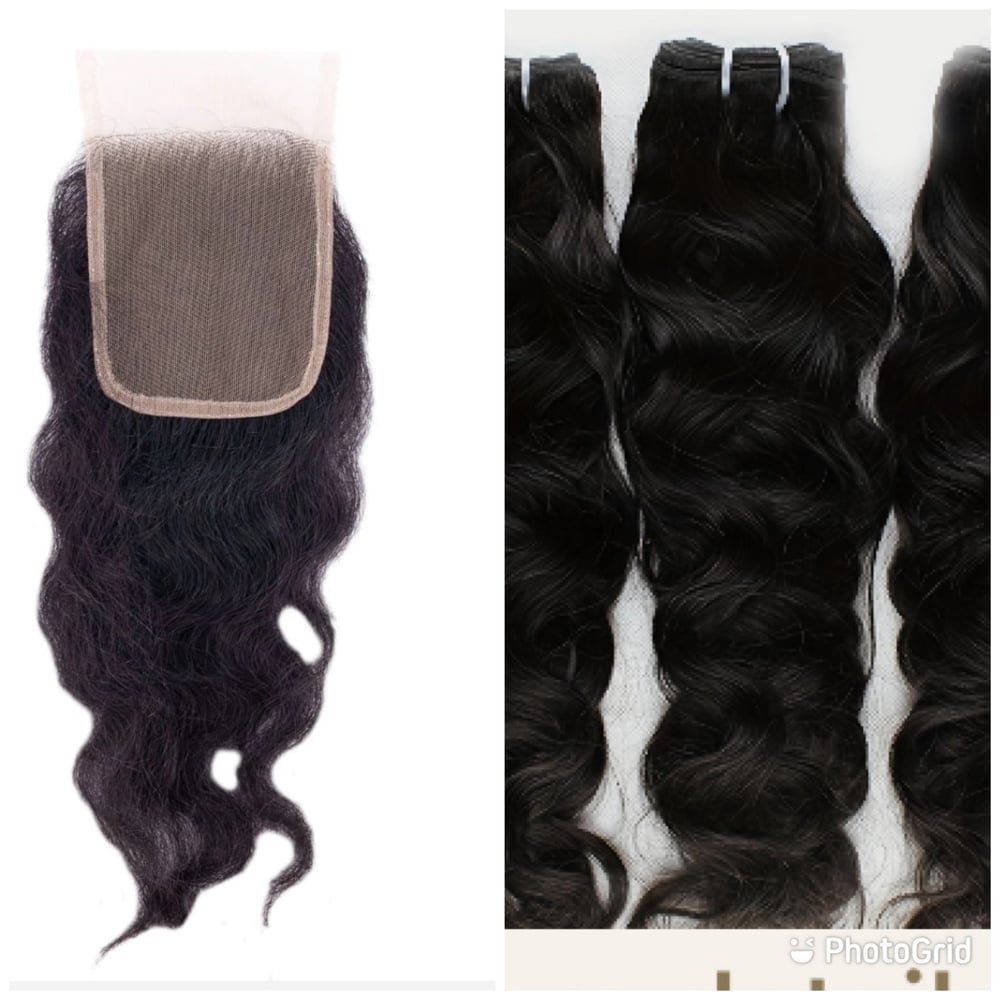 raw indian wavy bundles with closure