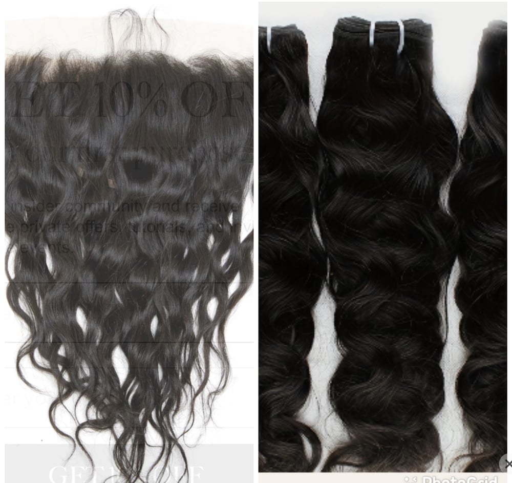 Raw indian wavy bundles with frontals