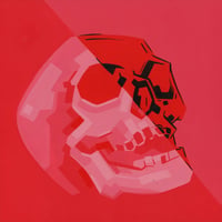 Image 2 of Red Skull - Original Painting, 8" x 8"