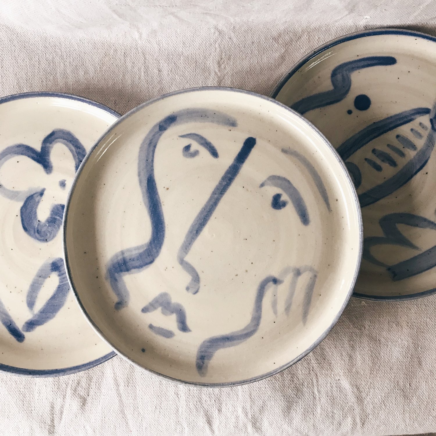 Image of painted plate in blue and white