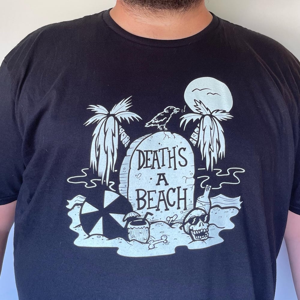 DEATH'S A BEACH Bundle - Shirt/Pin/Patch/Sticker