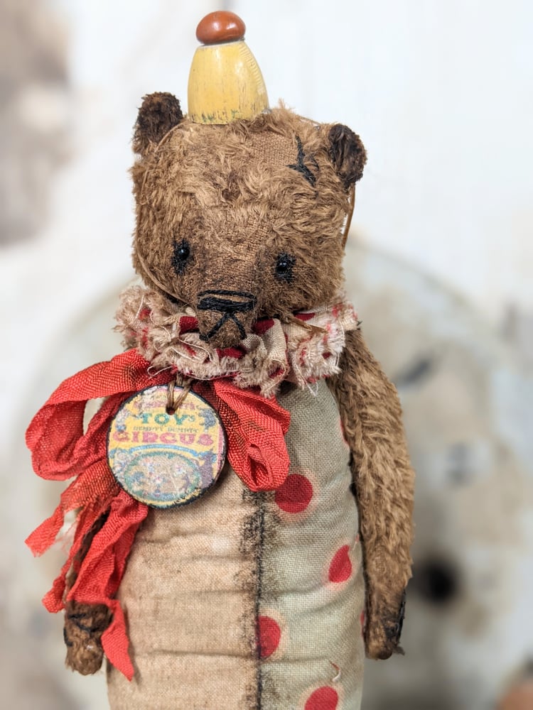 Image of SKITTLE Toy- a NEW DESIGN - 5"  - Primitive Schoenhut Toy standing Teddy Bear by Whendi's Bears
