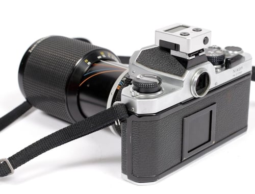 Image of Nikon FM 35mm SLR Film Camera with Nikkor ZOOM 50-135mm lens + REFLX METER #9224