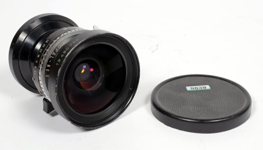 Image of Schneider Super Angulon 75mm F5.6 MC lens in Copal #0 shutter #8639