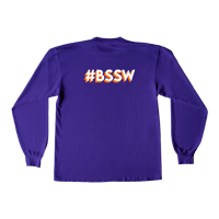 Image 2 of  "Building A Better Future" The Black Hour in Long Sleeve Purple Shirt with White & Ora