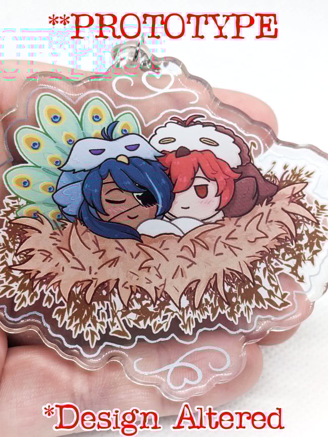 [PROTOTYPES LEFT] 3" Inch Silver Hot stamped Epoxy Kaeluc Nesting Charm w/ Silver Clasp