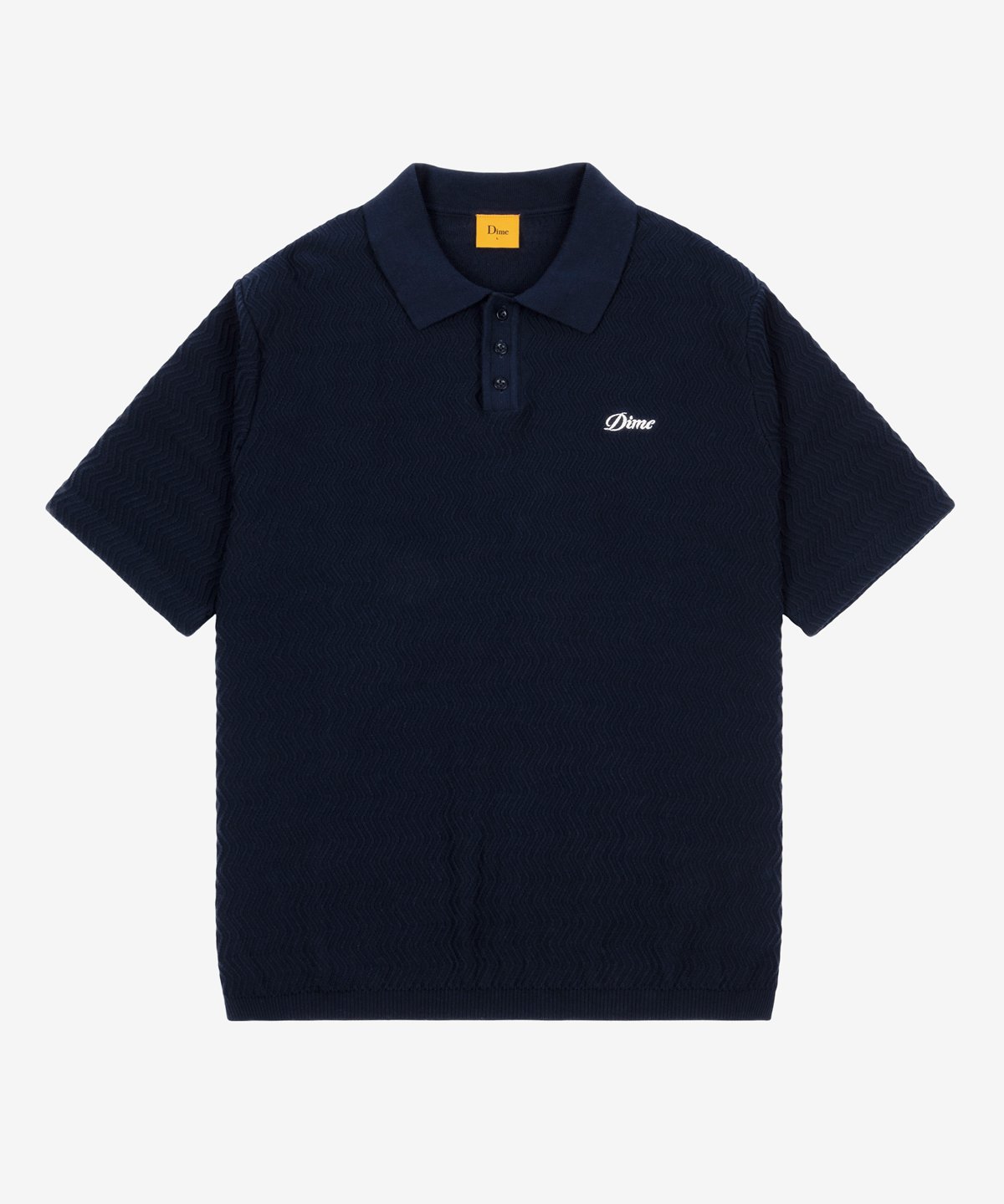 Image of DIME_WAVE CABLE KNIT POLO :::NAVY:::