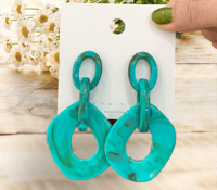 Image 1 of Chunky Chain Turquoise Marble Earrings
