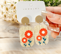 Image 3 of Floral Beige Coffee Earrings 