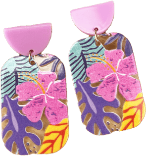 Image of Lavender Pink Flower Petal Design Earrings