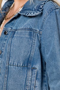 Image 5 of Denim Jacket With Ruffle Collar