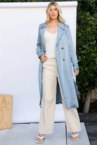 Image 3 of Tencel Denim Garment Washed Trench Coat