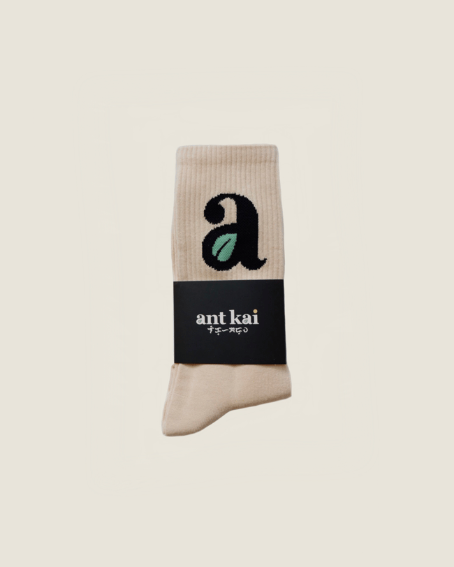 Leaf Crew Socks Beige