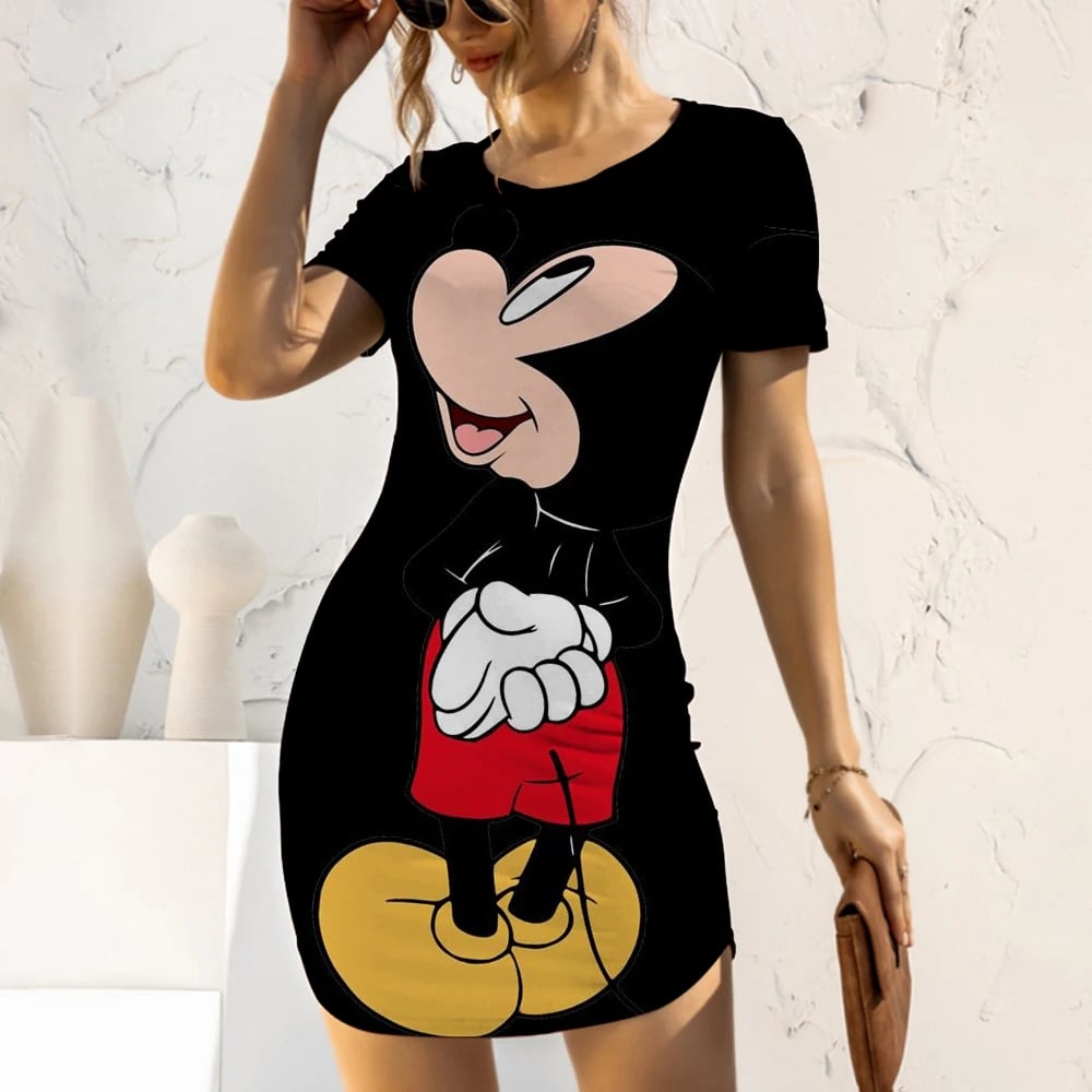 Elegant Dresses for Women Sexy Slim Fit Mickey Mouse Minnie Mouse 