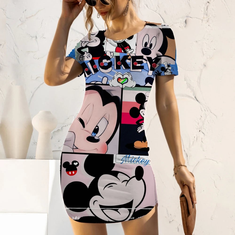 Elegant Dresses for Women Sexy Slim Fit Mickey Mouse Minnie Mouse