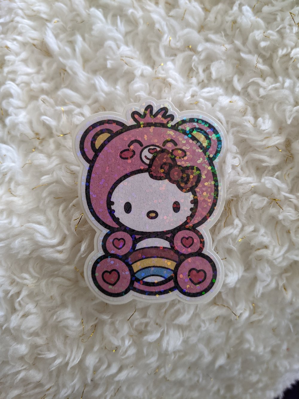 Image of Kawaii Kitty Cheer Bear Holographic Sticker
