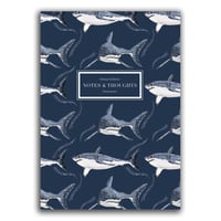 Image 1 of Shark Notebook - watercolour blue