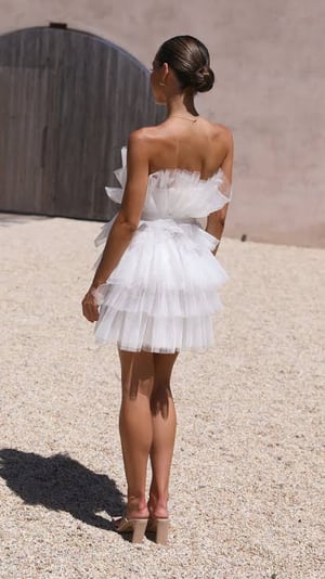 Image of Carrie Dress. White Tulle Mini Dress.