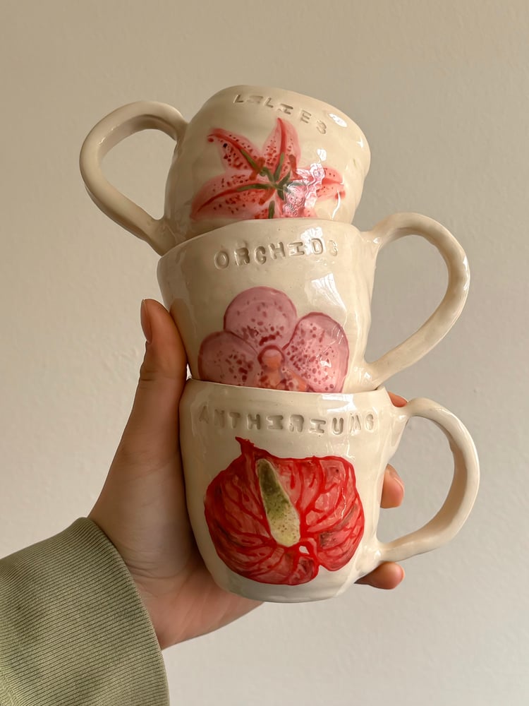 Image of 'anthiriums' mug  