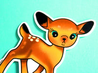 Image 2 of Little Brown Kitsch Deer Vinyl Sticker