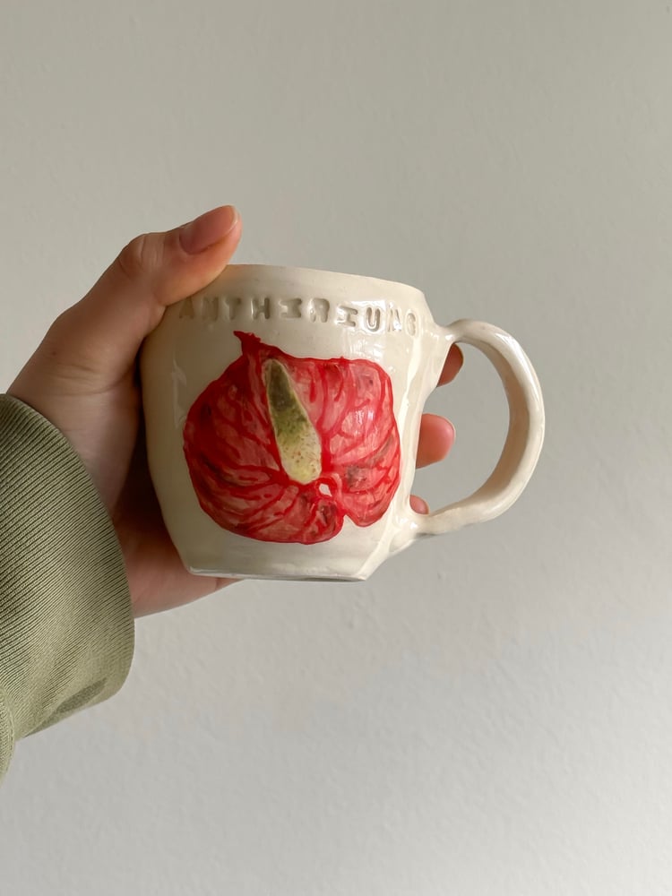 Image of 'anthiriums' mug  