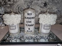 Image 1 of WHITE ROSE CANDLE SET