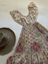 early 1970s cotton wildflower off-shoulder prairie dress