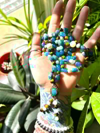 Image 1 of Apatite, Tigers Eye, Amazonite & Mother of Pearl Mala