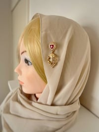 Image 1 of Sacred Heart Veil (Apricot)