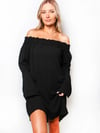 Women's Long Sleeve Ruffle Off the Shoulder Loose Mini Dress