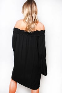 Image 4 of Women's Long Sleeve Ruffle Off the Shoulder Loose Mini Dress