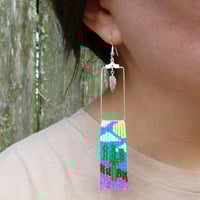 Image 4 of Beaded Cactus Earrings | Cactus Fringe Earrings