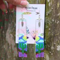Image 3 of Beaded Cactus Earrings | Cactus Fringe Earrings