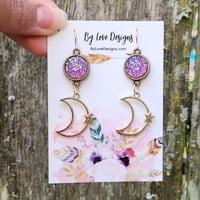 Image 5 of Crescent Moon Earrings | Druzy and Moon Celestial Earrings