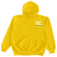 "Building A Better Future" The Black Hour in Gold Hoodie with Black & white