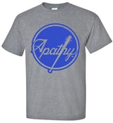 Image of Apathy BLUE Spiked Bat Logo T-Shirt - Grey Tee