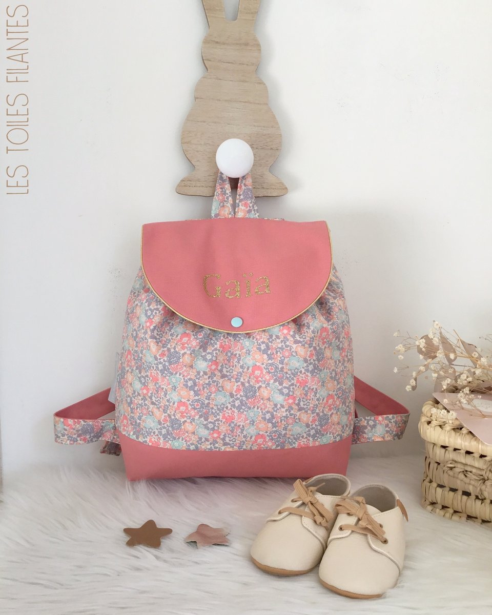 Sac à dos enfant, base sergé de coton et fermeture pression Les