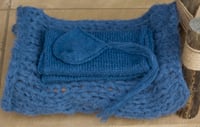 Image 1 of 3 pc newborn set | Alpaca bonnet, wrap and mini layer set| Ready to ship| Blue