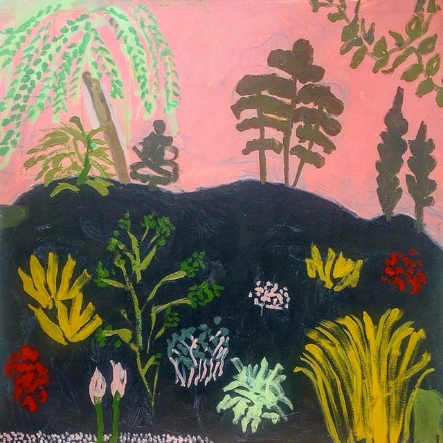 Image of pink and green landscape 