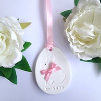 Clay Easter gift, Personalised clay hanging bunny, Clay bunny gift, Easter decor, Personalised 