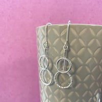 Image 1 of Bamboo Textured Circles Earrings in Sterling Silver 