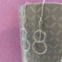 Image 2 of Bamboo Textured Circles Earrings in Sterling Silver 