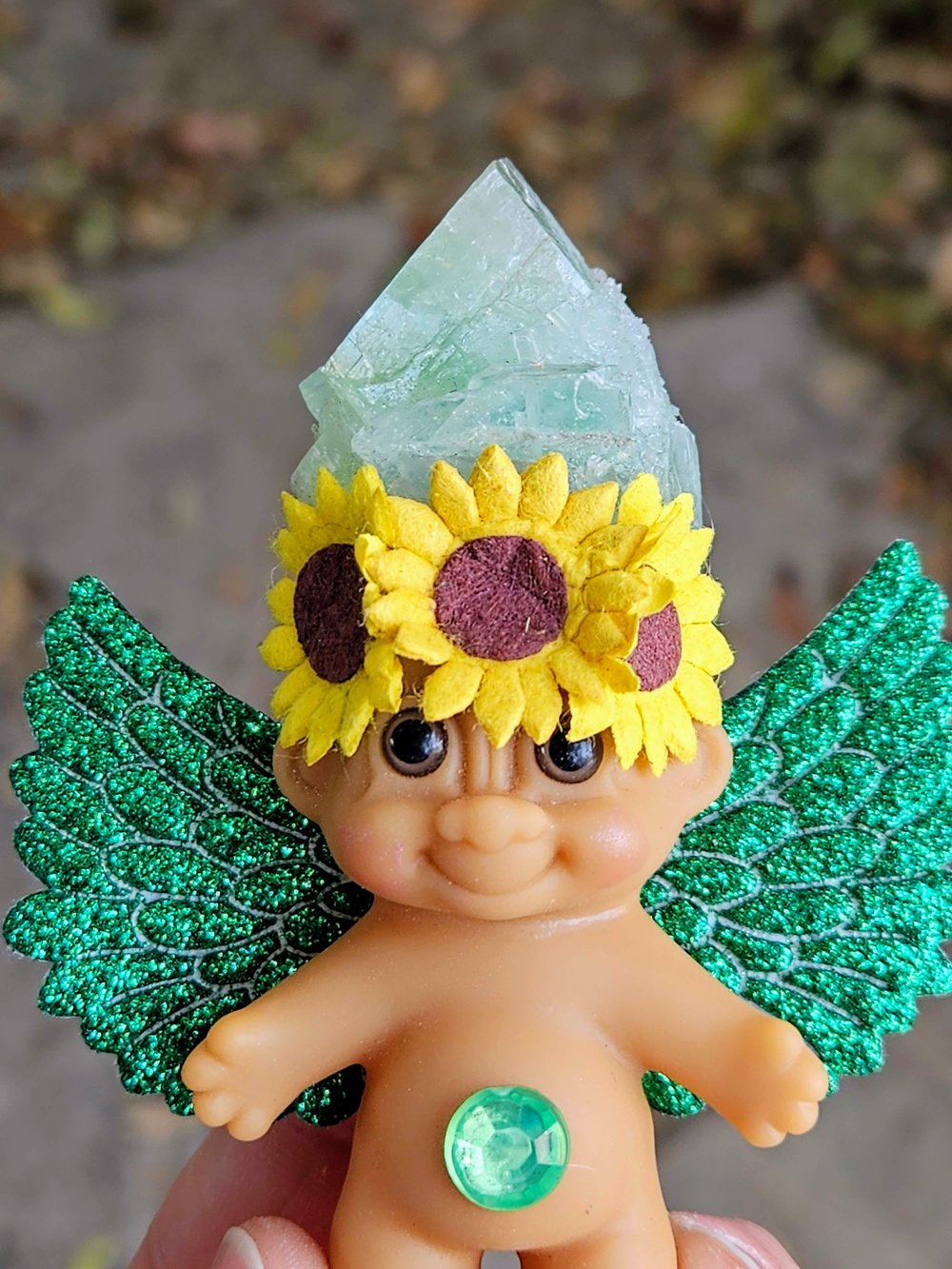 Green Calcite Winged Troll 3.5"