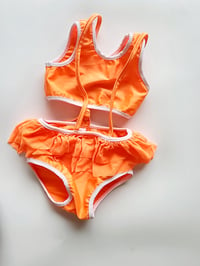 Neon orange suspender bikini
